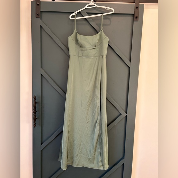 Azazie Dresses & Skirts - Satin floor length dress from Azazie. Has a slit! Size A8.